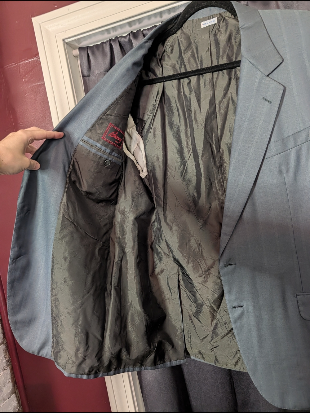 Brioni 2pc Suit Green Herringbone Striped Wool Mens Made In Italy 56 - Picture 11 of 16